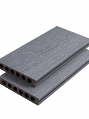 Outdoor WPC Composite 3D Deep Embossing Co-extrusion Round Hollow Sliver Grey Decking Flooring